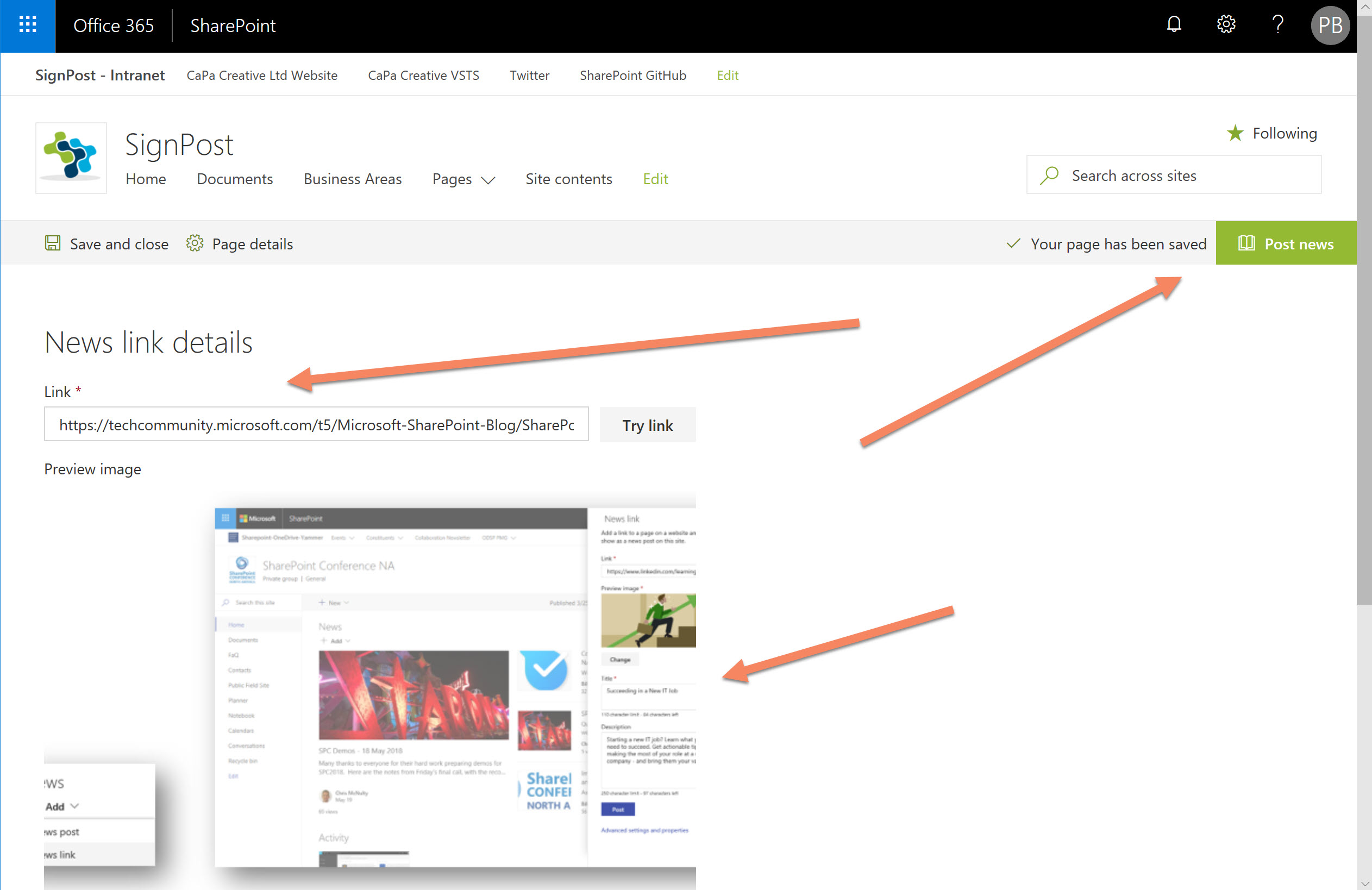 Screenshot of the web part in editing mode