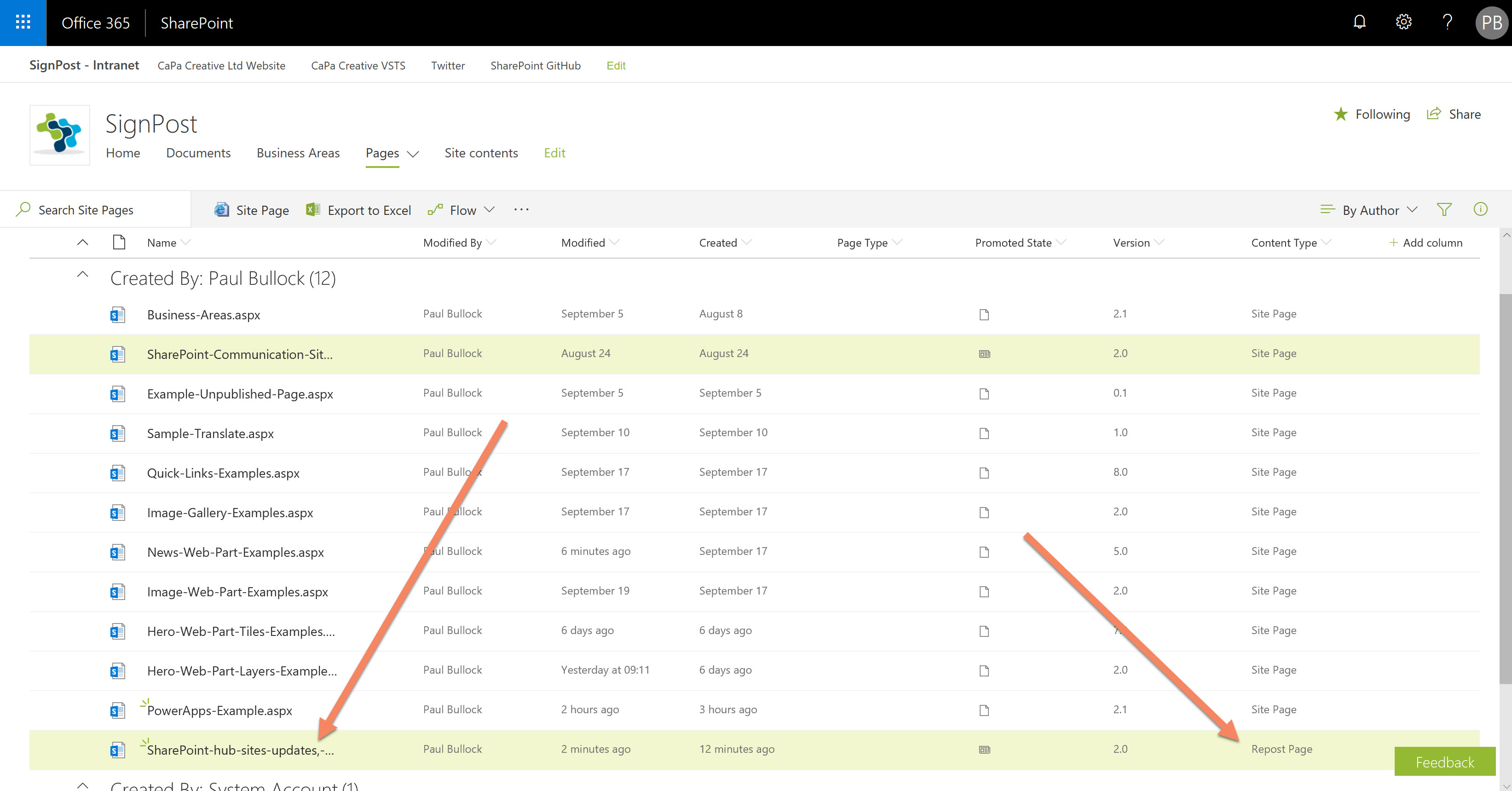 Screenshot of the repost Page