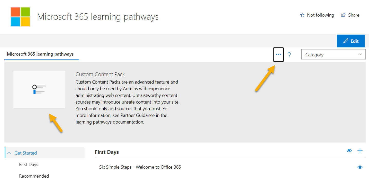 Screenshot of adding custom content pack