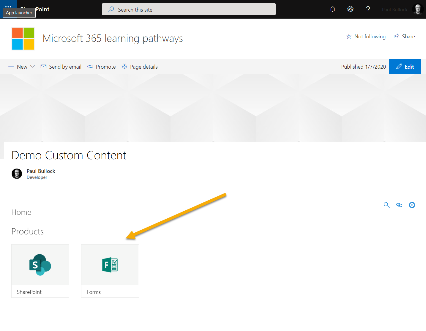 Screenshot showing your content pack