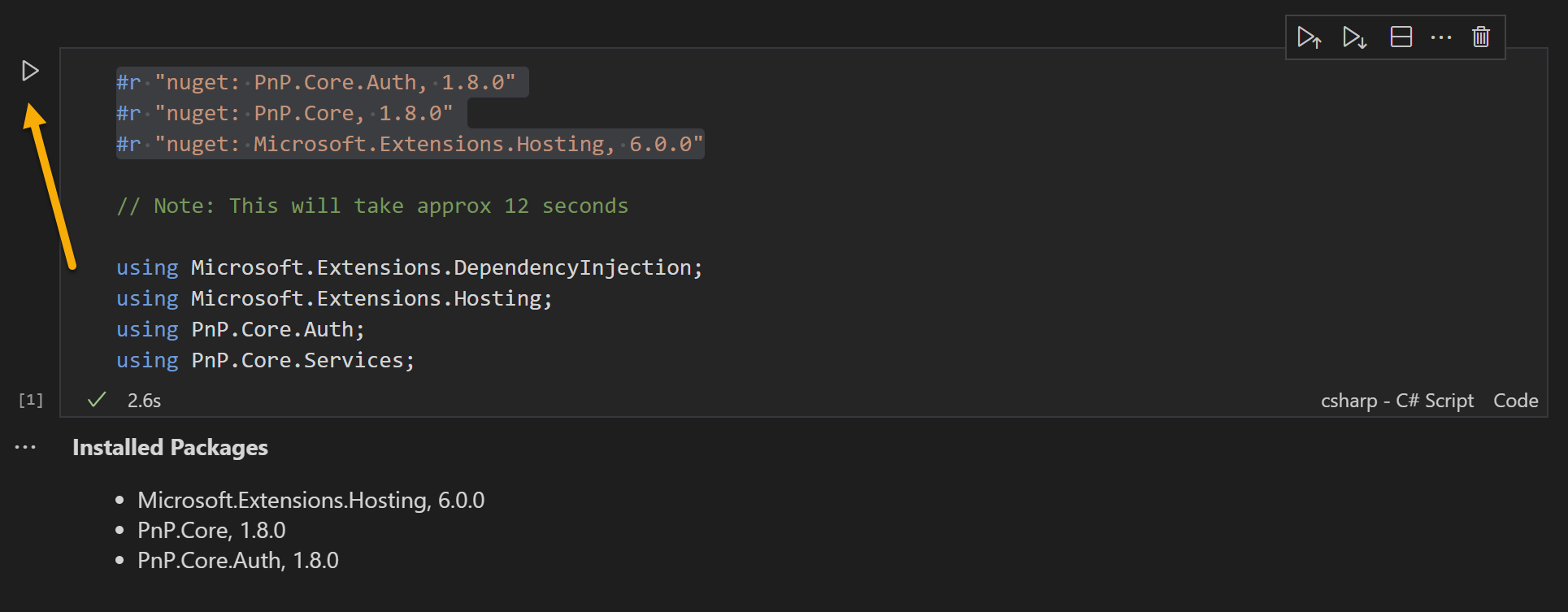 Example shown with with the initial statements