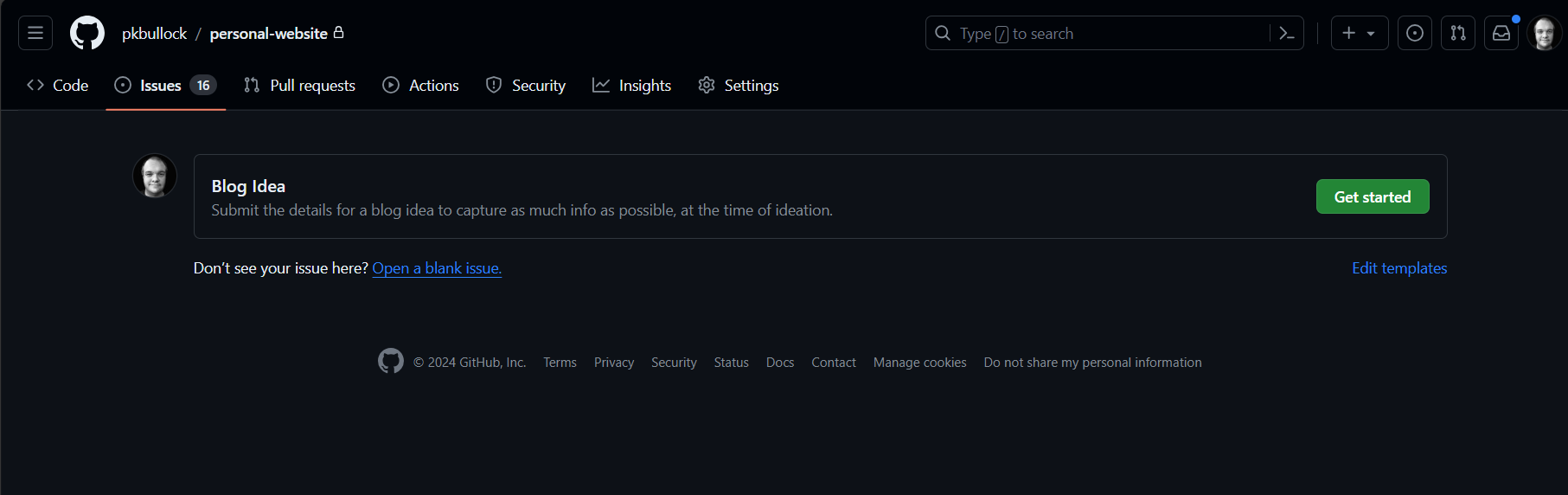 Image of the issue type selection