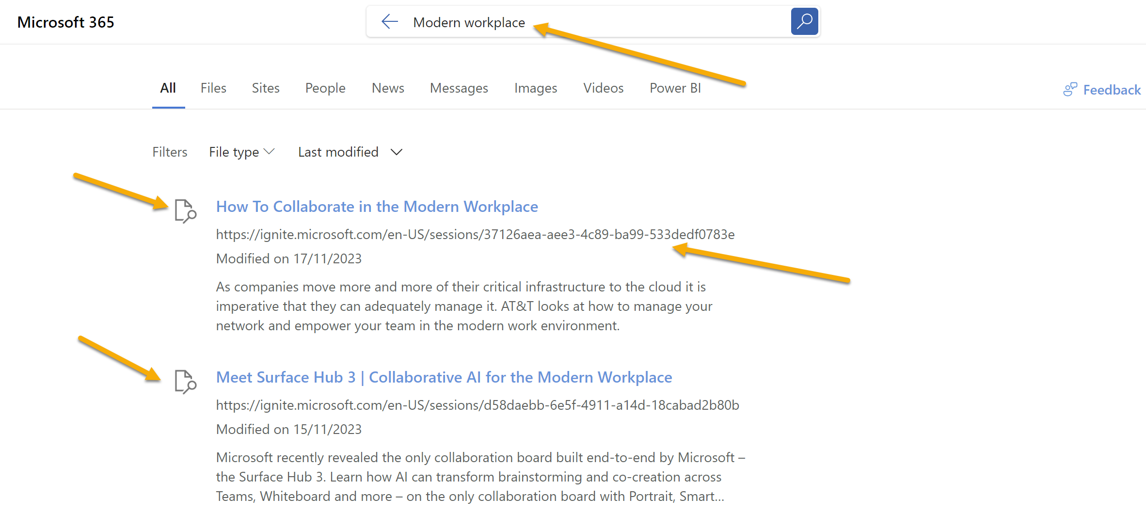Microsoft Graph Connectors - Search Results