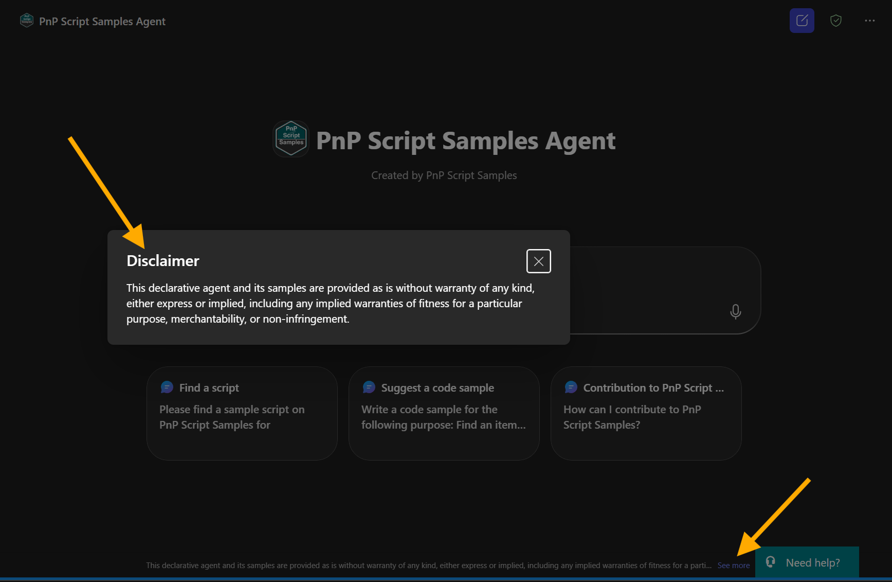 Disclaimer show in small text