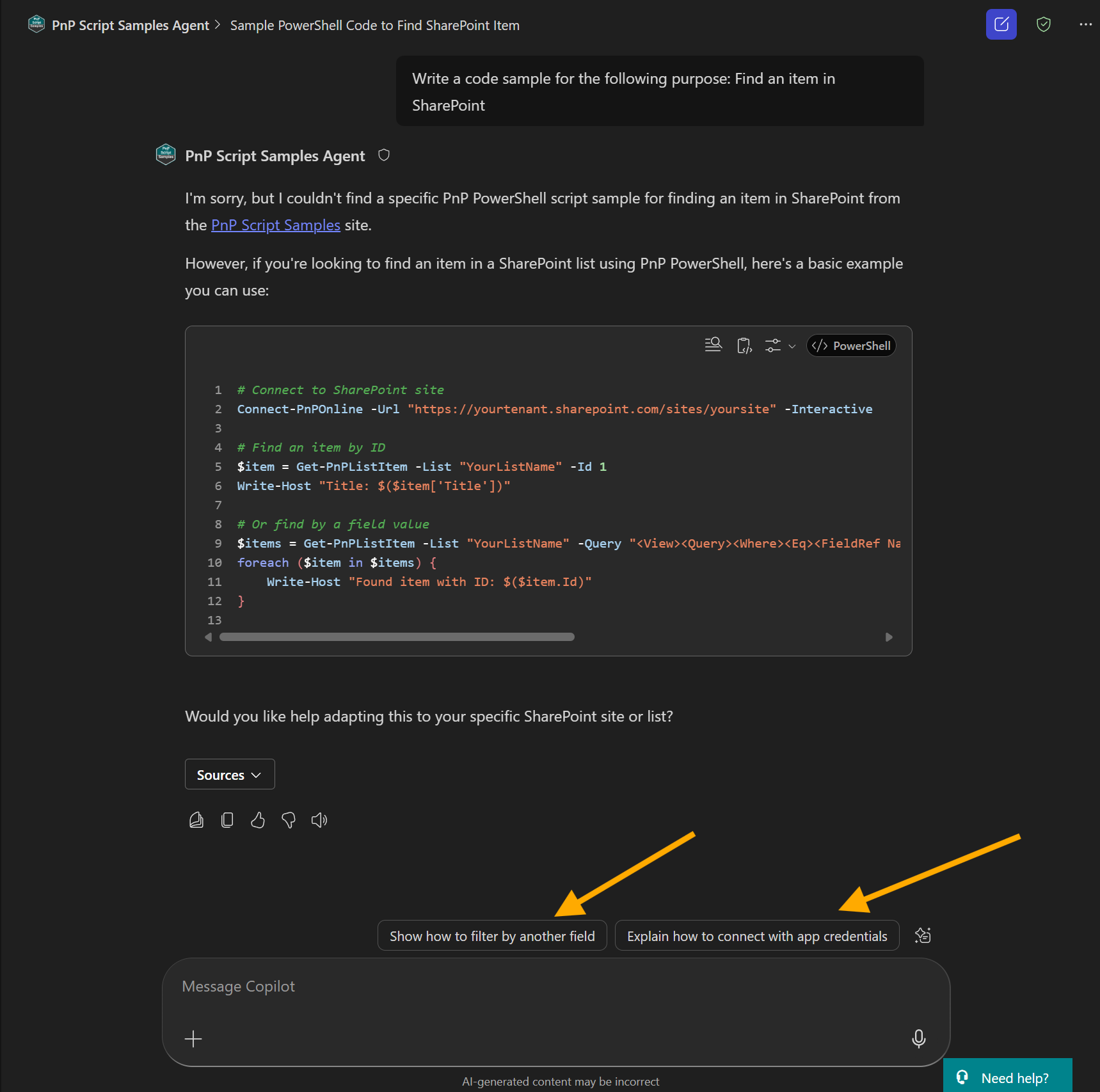 Showing the suggestions