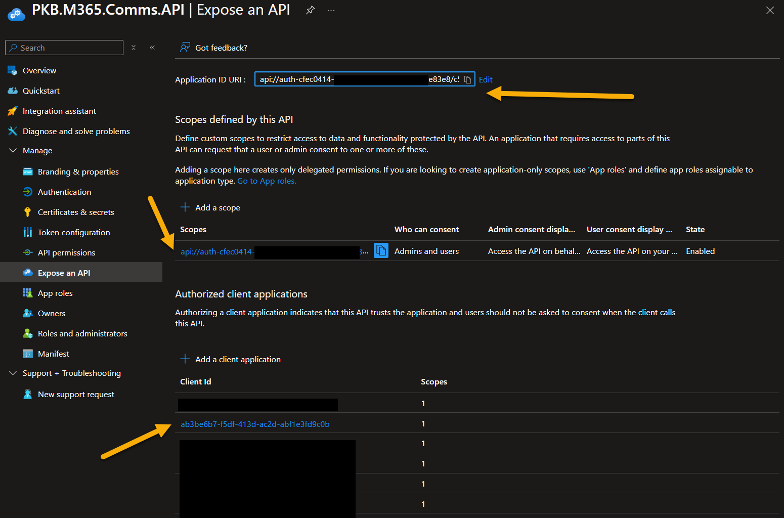 images of the Entra ID App Settings