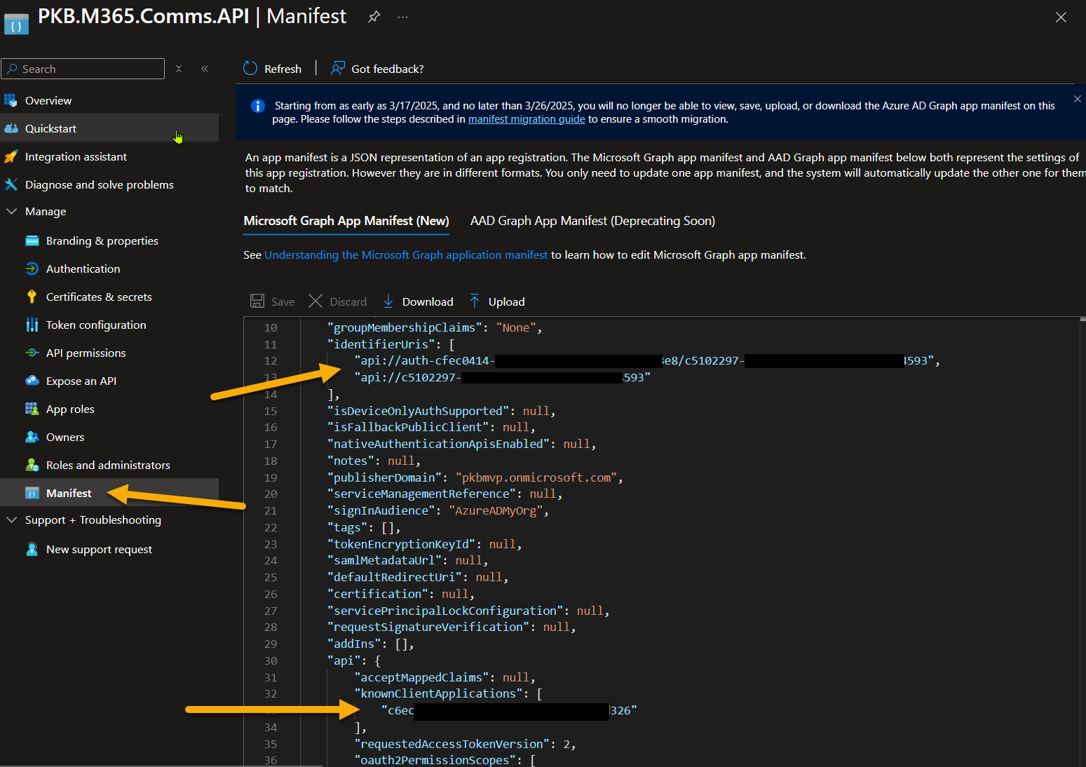 images of the Entra ID App Settings
