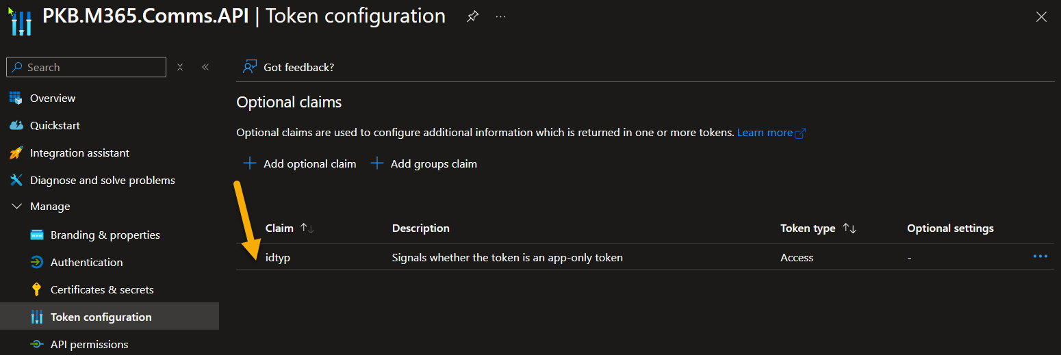 images of the Entra ID App Settings
