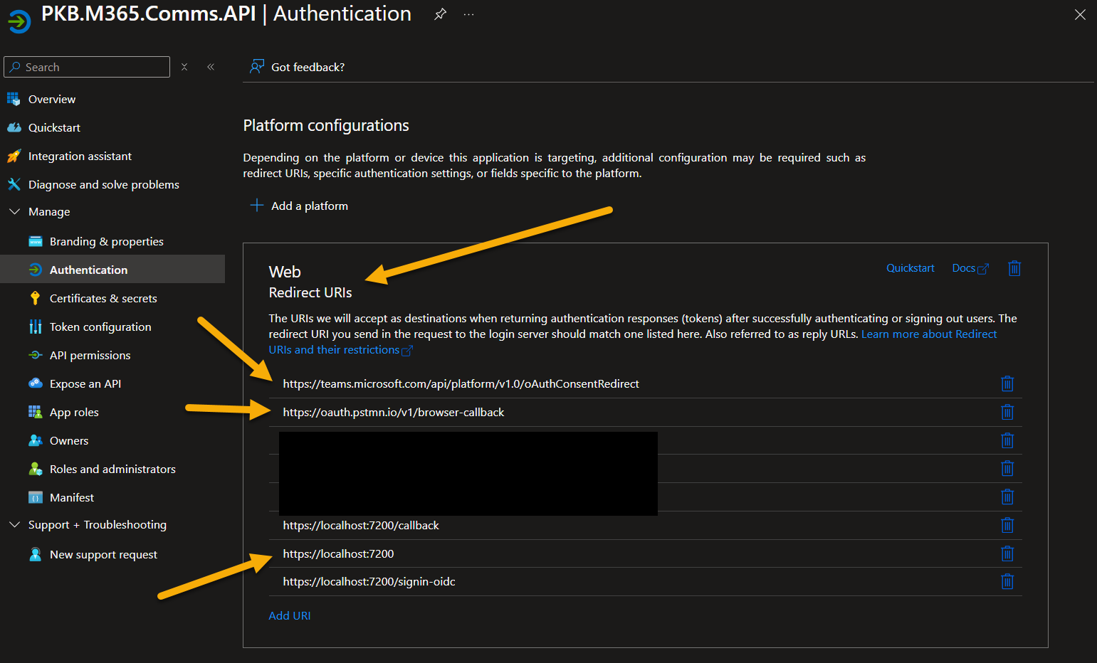 images of the Entra ID App Settings